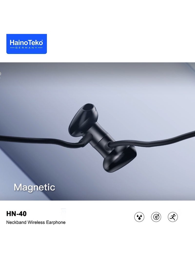 Haino Teko - Haino Teko Germany HN40 Neckband Wireless Earphone With Super Clear Mic and High Bass Sound Quality Black - Image 1