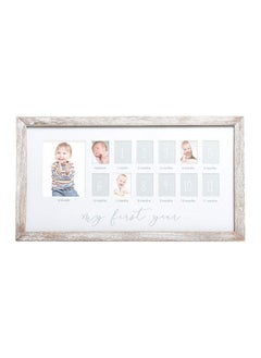 pearhead My First Year Photo Moments Baby Keepsake Picture Frame 012 Months Baby Photos Father’S Day Accessory Genderneutral Baby Milestone Nursery Décor 13 Photo Inserts Distressed Wood  - Image 2