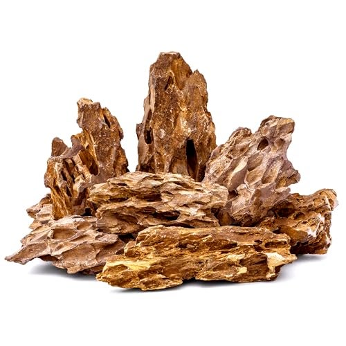 FISCAPE 6.1-8.1 Inches Natural Dragon Stone, 6 PCS Large Aquarium Rocks for Aquascaping, Terrariums, Reptile Tanks & Aquarium Décor - Image 1