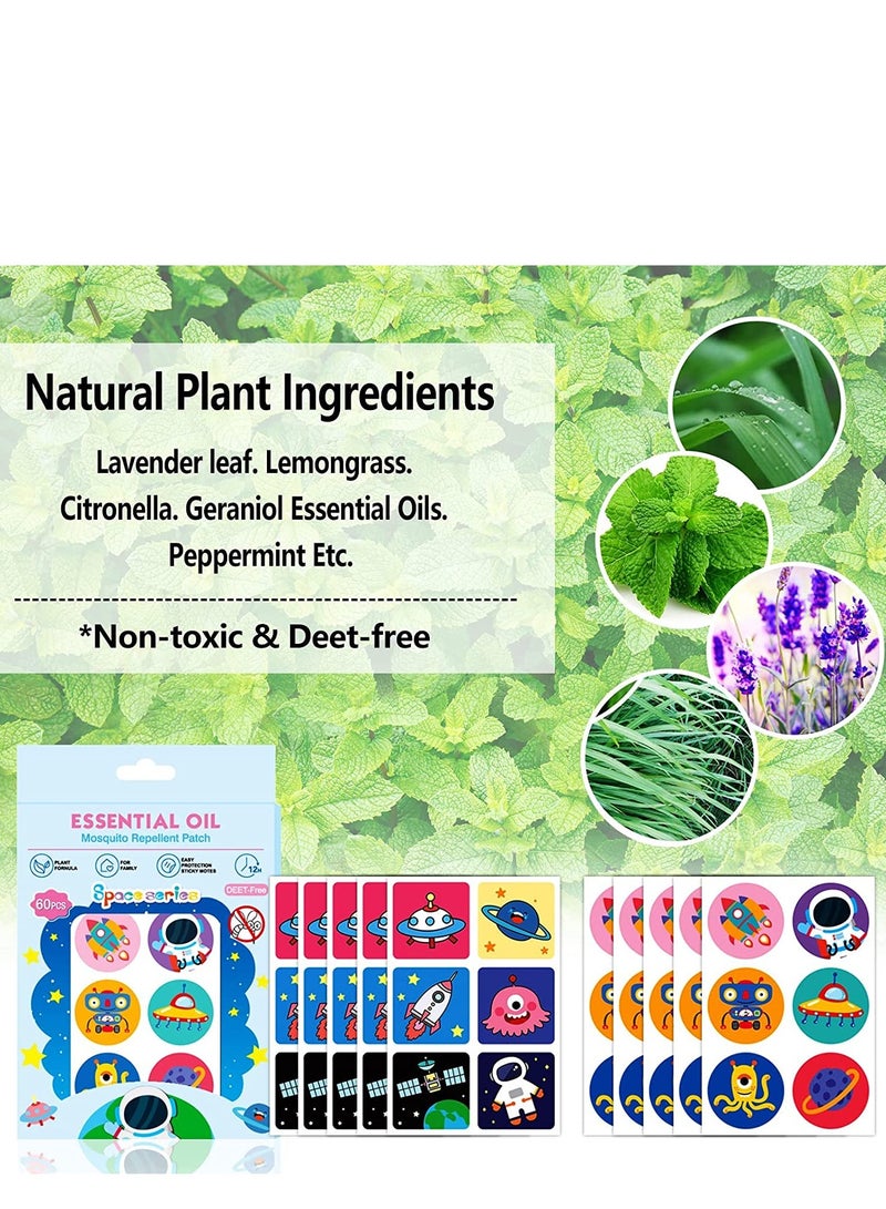 KASTWAVE Mosquito Repellent Stickers, 60Pcs Mosquito Repellent Stickers, Natural Essential Oil Repellent Patches, Mosquito Repellent Patches for Kids Adult Outdoor Indoor Travel, Offer 24 Hours Protection - Image 2