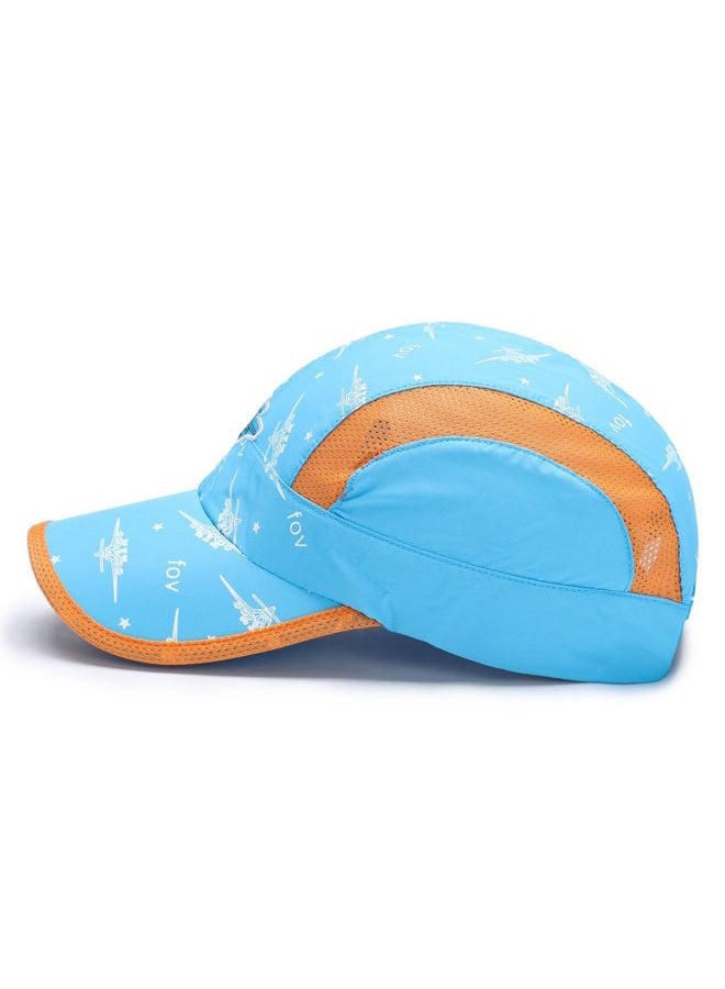 Home Prefer Kids Boys Lightweight Quick Drying Sun Hat Outdoor Sports UV Protection Caps Mesh Side Ball Cap Lake Blue - Image 2