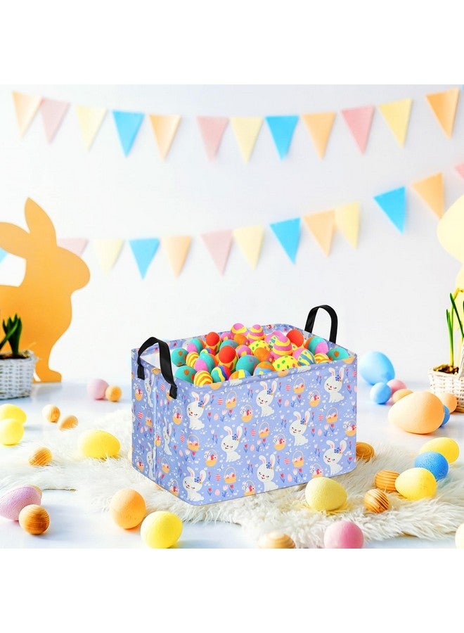 ACMUUNI Easter Eggs Gift Rectangle Rabbit Shelf Basket Clothes Laundry Storage Box Toys Storage Bins, Bunny Basket for Kids,Laundry Hamper with Handles - Image 2