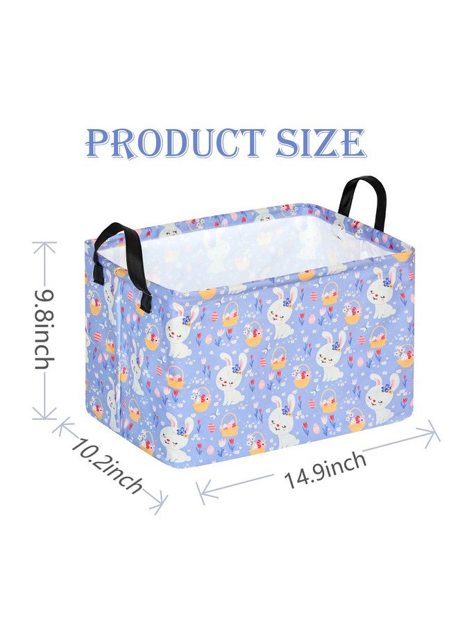 ACMUUNI Easter Eggs Gift Rectangle Rabbit Shelf Basket Clothes Laundry Storage Box Toys Storage Bins, Bunny Basket for Kids,Laundry Hamper with Handles - Image 4
