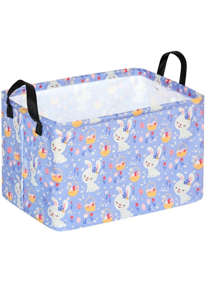 ACMUUNI Easter Eggs Gift Rectangle Rabbit Shelf Basket Clothes Laundry Storage Box Toys Storage Bins, Bunny Basket for Kids,Laundry Hamper with Handles - Image 1