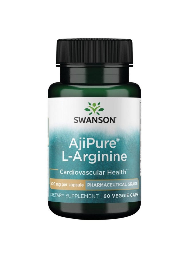Swanson Amino Acid Ajipure L-Arginine Pharmaceutical Grade 500 Milligrams 60 Veg Capsules - Image 1