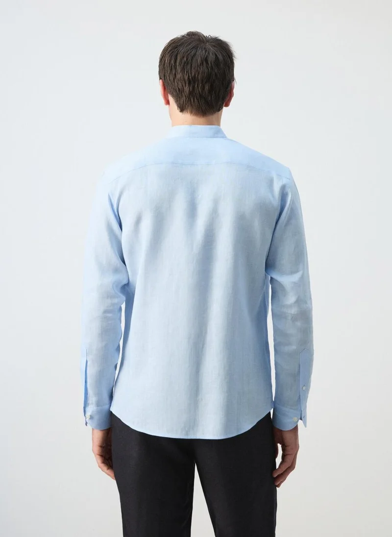 مانجو مان 100% linen Mao collar shirt