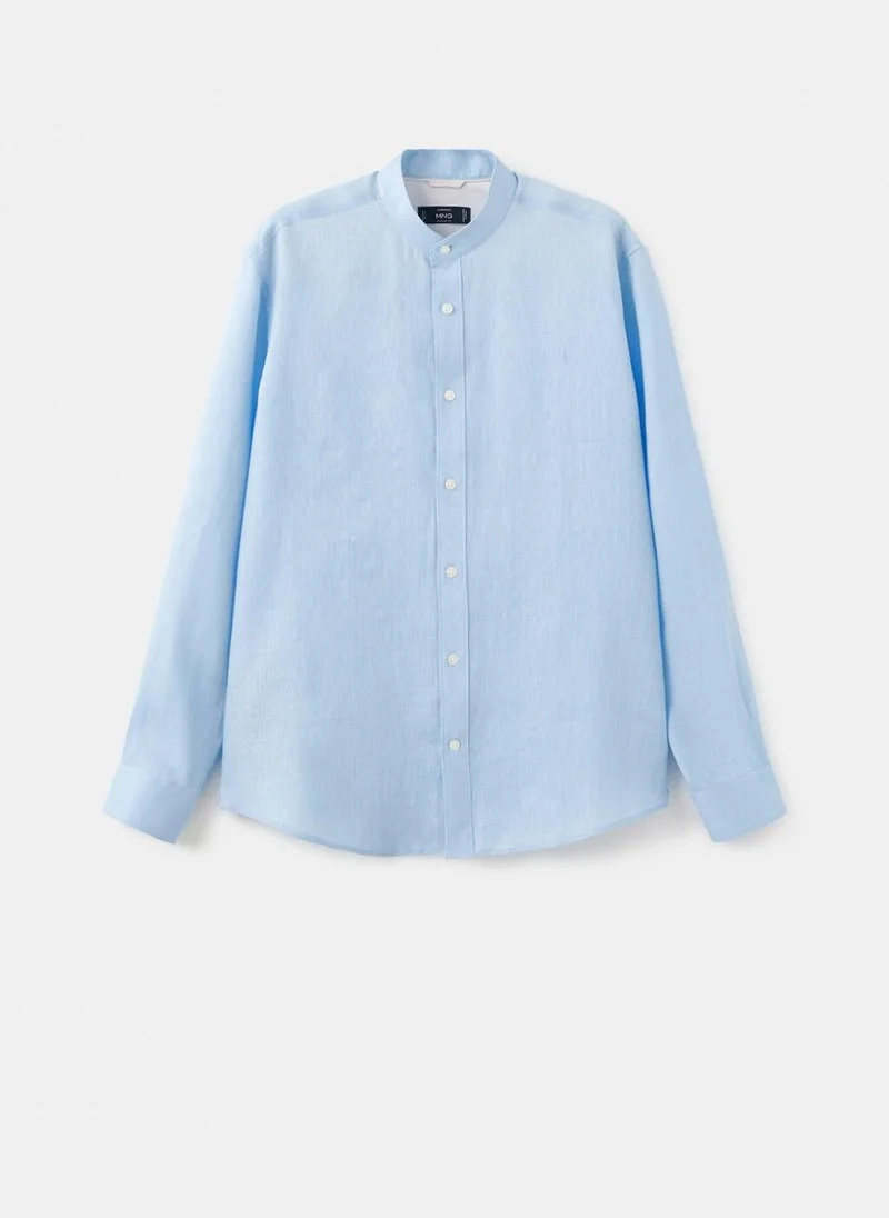 Mango Man  100% linen Mao collar shirt for Men | Best Price UAE