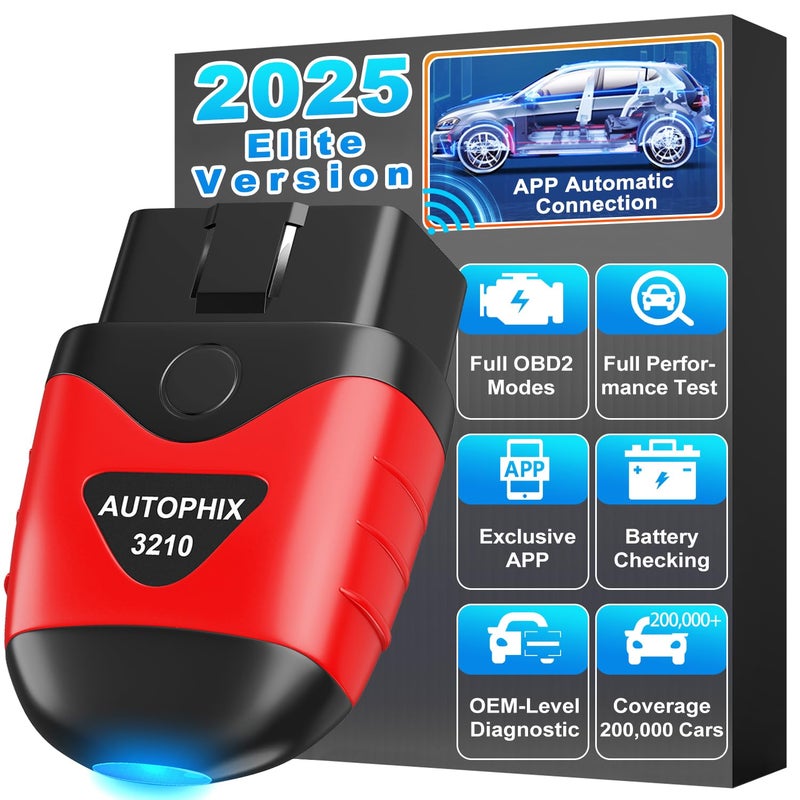 AUTOPHIX 3210 OBD2 Scanner Bluetooth Code Reader Wireless OBDII Car Diagnostic Tool for Check Engine Light IM Readiness Battery Performance Test No Subscription Fee for iPhone Android