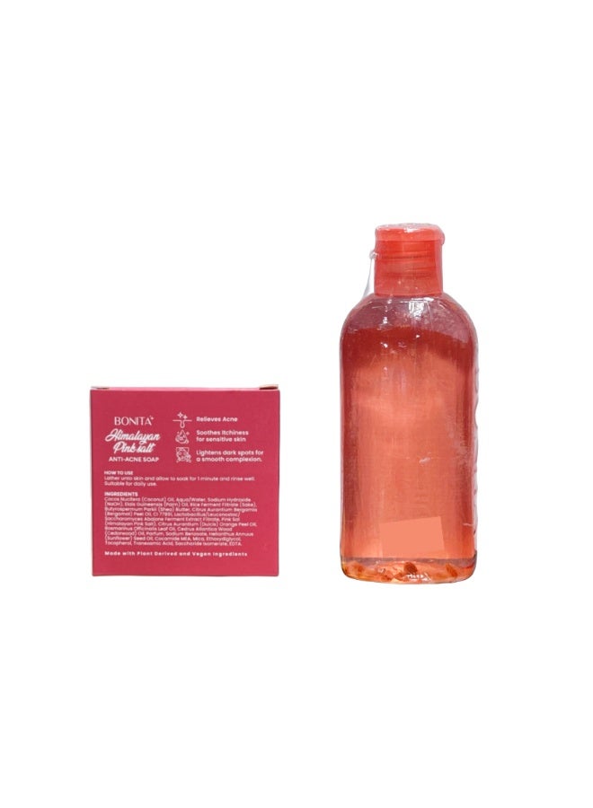 بونيتا زيت ملح الهيمالايا الوردي للوجه والجسم بعامل حماية من الشمس 30 - 100 مل وصابون ملح الهيمالايا الوردي 80 جرام - Image 2
