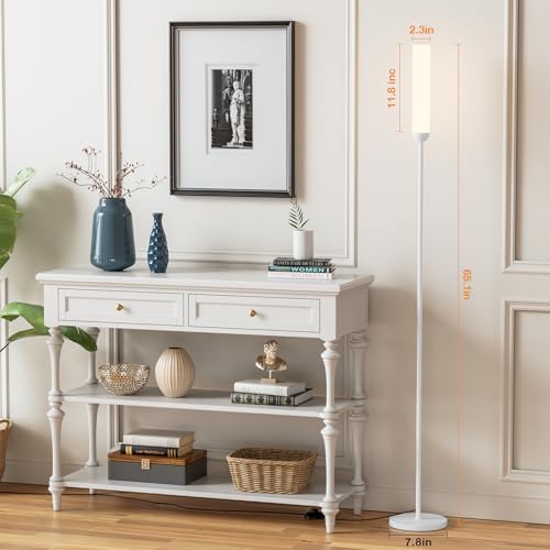 Ambimall LED Floor Lamp with Remote Control, 65" Standing lamp with Stepless Adjustable 3000K-6500K Colors & 30-100% Brightness, Foot Switch(White) - Image 3
