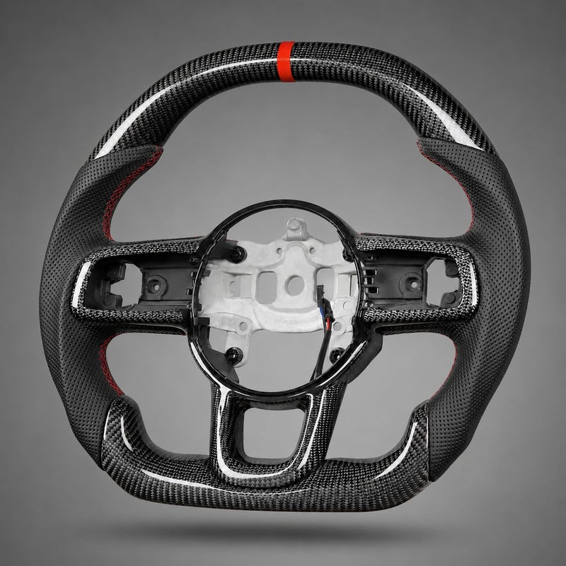 ZIMABLUE Heated Real 3K Carbon Fiber Steering Wheel compatible with Jeep Wrangler JL JLU 4xe 20182026 Gladiator JT 20202026 Red Stripe Carbon Trim Included - Image 2