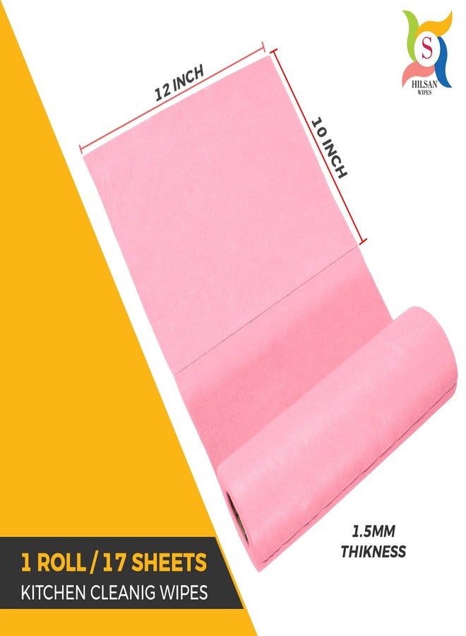Hilsan Anti Bacterial Chamois Cleansing Reusable Cloth Towel Wipes Roll - Sheet 17, Pink - Image 4