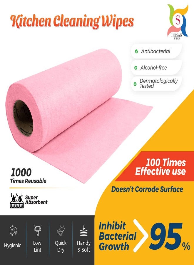 Hilsan Anti Bacterial Chamois Cleansing Reusable Cloth Towel Wipes Roll - Sheet 17, Pink - Image 3