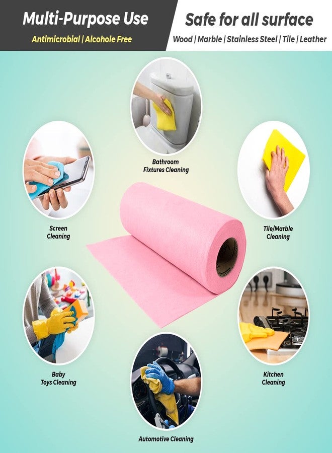 Hilsan Anti Bacterial Chamois Cleansing Reusable Cloth Towel Wipes Roll - Sheet 17, Pink - Image 5