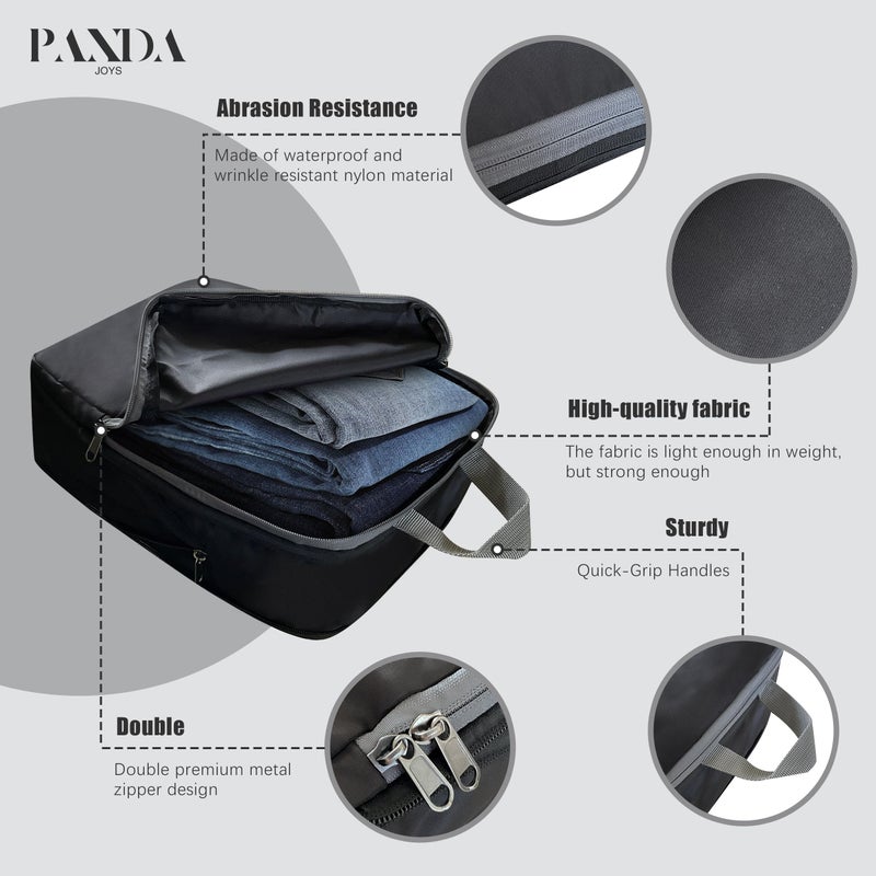 PANDA JOYS 4 Set Compression Packing Cubes Travel - Travel Accessories Expandable Packing Organizers for Carry On - Essentials Luggage Bags - Black - Image 4