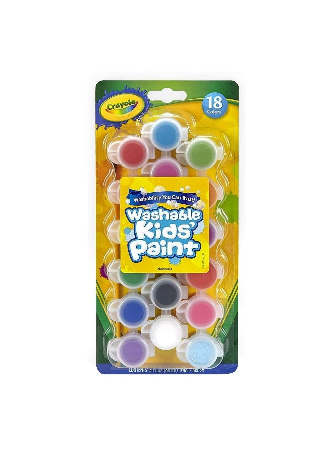 Crayola Kids Washable Paint Pots with Brush Multicolour 24.13 x 11.74 x 2.7 cm CRA5401251015 - Image 1