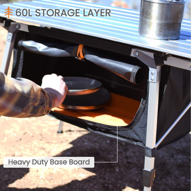 HEYTRIP Folding Camping Table with Storage Bag Roll-Up Aluminum Portable Beach Table Adjustable Height Picnic Table, Grey - Image 3