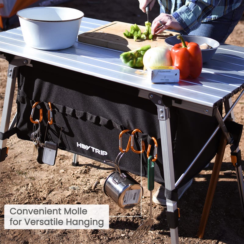 HEYTRIP Folding Camping Table with Storage Bag Roll-Up Aluminum Portable Beach Table Adjustable Height Picnic Table, Grey - Image 4