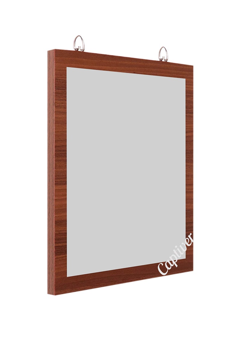 Captiver Unique Wooden Frameless Wall Hanging Decorative Mirror 28x33 CM (Teak) Women Girls Bathroom Bedroom Furniture Dressing Decorative Modern Large - Image 2