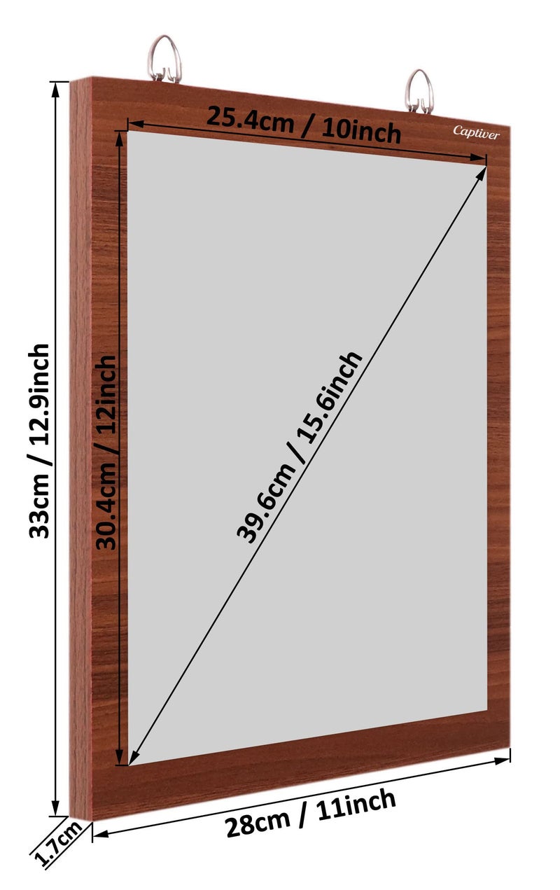 Captiver Unique Wooden Frameless Wall Hanging Decorative Mirror 28x33 CM (Teak) Women Girls Bathroom Bedroom Furniture Dressing Decorative Modern Large - Image 3