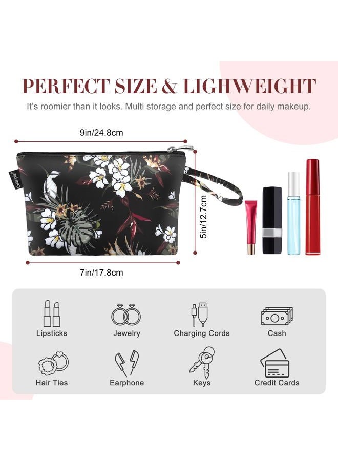 Gloppie Small Makeup Bag Summer Sunscreen Bag Cosmetic Bag for Purse Travel Make up Bags for Women Zipper Makeup Pouch White Flower - Image 2