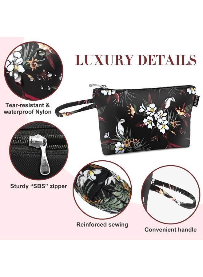 Gloppie Small Makeup Bag Summer Sunscreen Bag Cosmetic Bag for Purse Travel Make up Bags for Women Zipper Makeup Pouch White Flower - Image 3