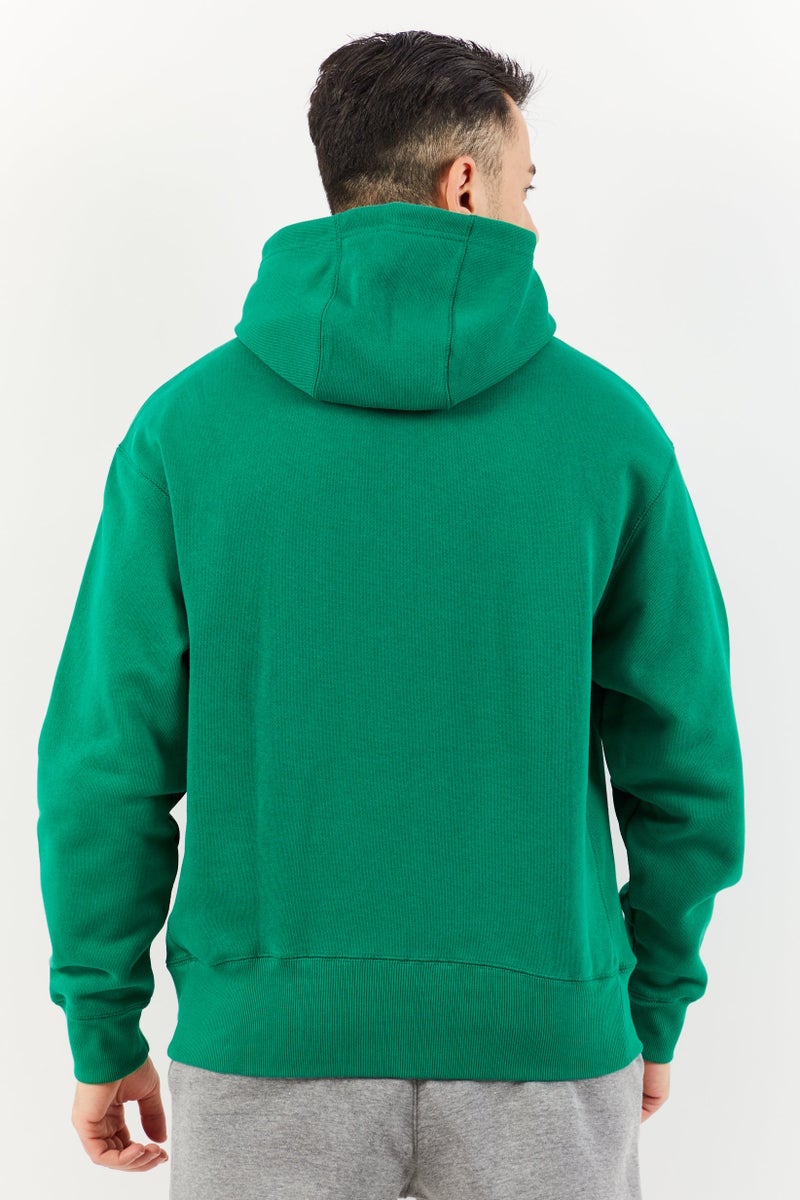 PUMA سويت شيرت رياضي للرجال بغطاء رأس بأكمام طويلة، خارجي، أخضر - Image 2