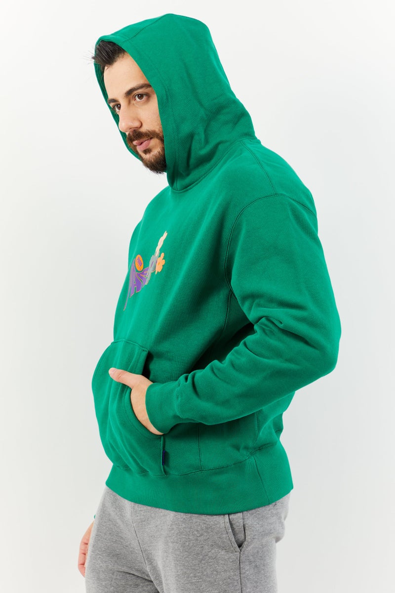 PUMA سويت شيرت رياضي للرجال بغطاء رأس بأكمام طويلة، خارجي، أخضر - Image 2