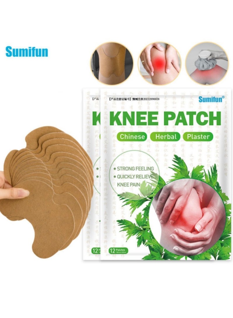 Sumifun Knee Pain Relief Patch 24 Pcs, Long Lasting Relief of Muscle Joint, Shoulder and Neck Pain Relief Patches, Herbal Heat Compress Knee Patch - Image 1