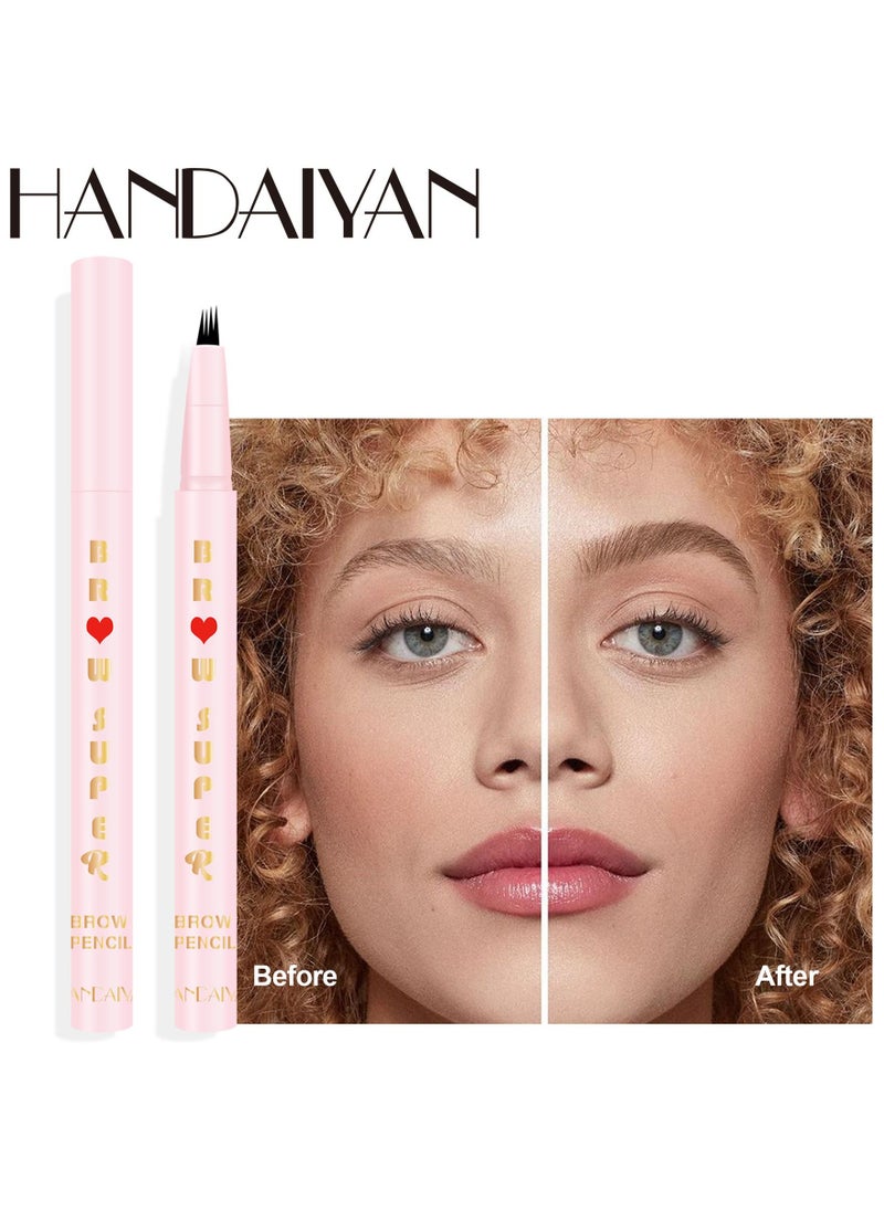 Handaiyan - Liquid Eyebrow Pencil Waterproof Long Lasting Four-Fork Natural Ultra Precise Sweat-Proof Non-Marking New Formula Longwear Brow Tint Brown - Image 1