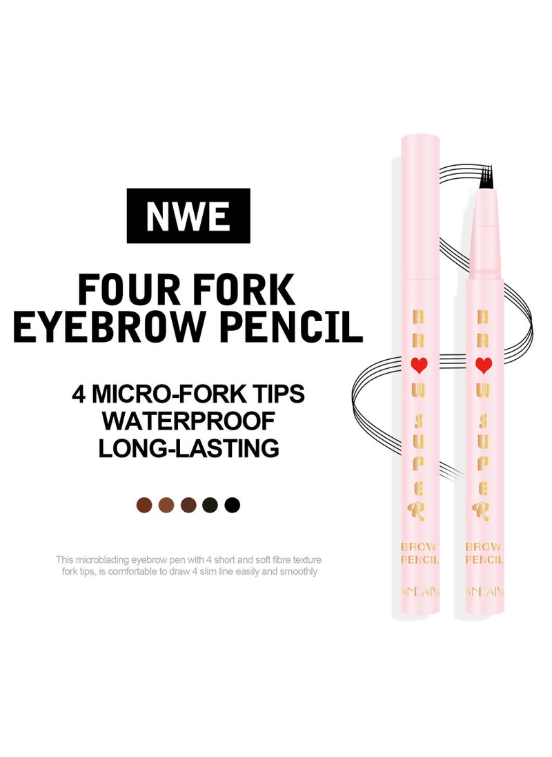 Handaiyan - Liquid Eyebrow Pencil Waterproof Long Lasting Four-Fork Natural Ultra Precise Sweat-Proof Non-Marking New Formula Longwear Brow Tint Brown - Image 1