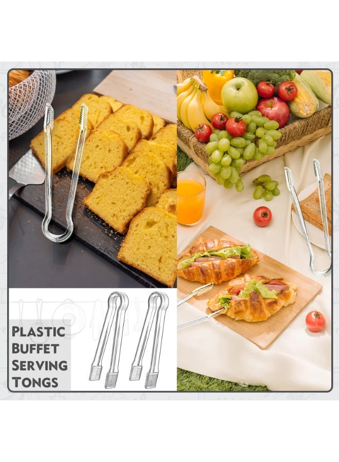 Peachjoy 8pcs Plastic Buffet Serving Tongs, Mini Clear Kitchen Tongs 6.3 Inch Small Ice Tongs for Tea and Coffee, Party Catering, Appetizers, Salad, Desserts, Sandwich, Buffet Barbecue - Image 2