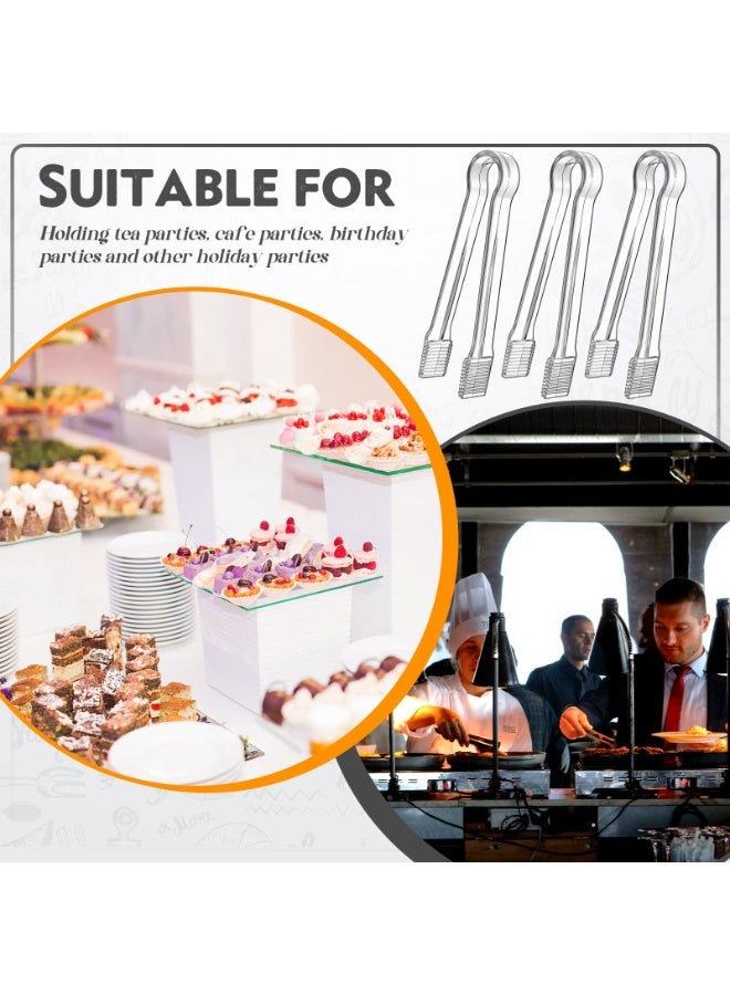 Peachjoy 8pcs Plastic Buffet Serving Tongs, Mini Clear Kitchen Tongs 6.3 Inch Small Ice Tongs for Tea and Coffee, Party Catering, Appetizers, Salad, Desserts, Sandwich, Buffet Barbecue - Image 3