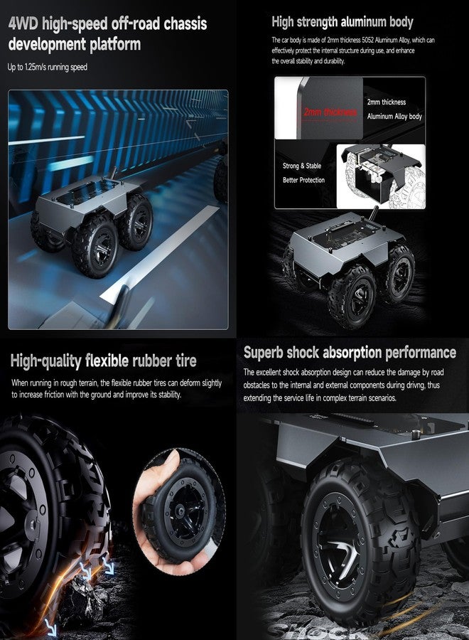Waveshare هيكل الروبوت المتحرك 4WD القابل للتعديل والتوسيع من Waveshare Wave Rover، جسم معدني كامل، دعم لعدة مضيفين، مع وحدة ESP32 مدمجة - Image 5