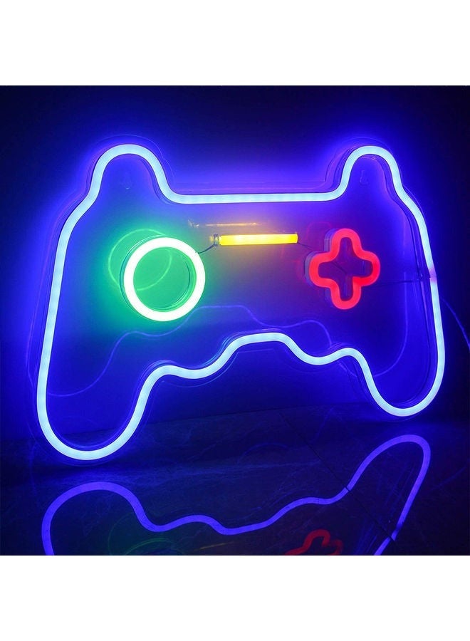 Captaintech Neon Signs LED Gamepad Shaped Lights Wall Decor Multicolour 27.5 x 41cm - Image 1