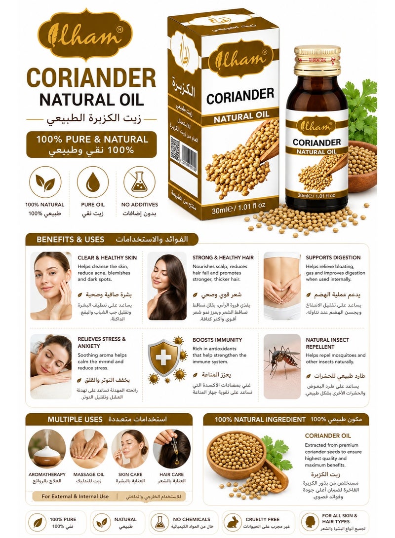 Ilham 100% Pure & Natural Coriander Oil, 30ml - Image 2