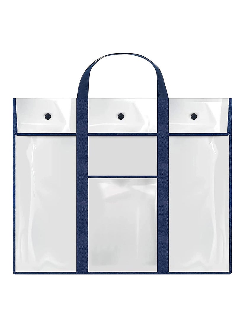 SOLARAE Artist Carry Bag, Large Waterproof Pvc A2 A3 A4 Paper Art Portfolio Clear Files Tote Bag With Handle Thick Hanging Pouch Teachers Art Students Storage Bag For Drawing Board Canvases Paints Pencils - Image 1