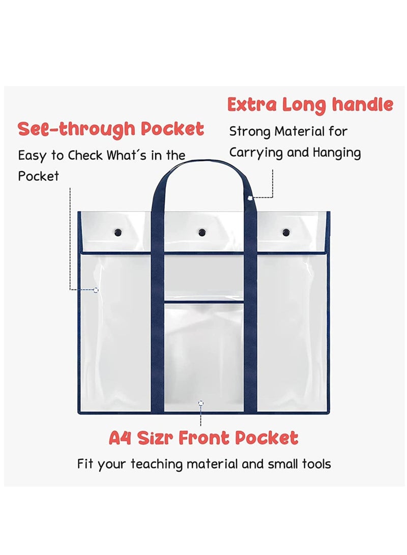 SOLARAE Artist Carry Bag, Large Waterproof Pvc A2 A3 A4 Paper Art Portfolio Clear Files Tote Bag With Handle Thick Hanging Pouch Teachers Art Students Storage Bag For Drawing Board Canvases Paints Pencils - Image 4