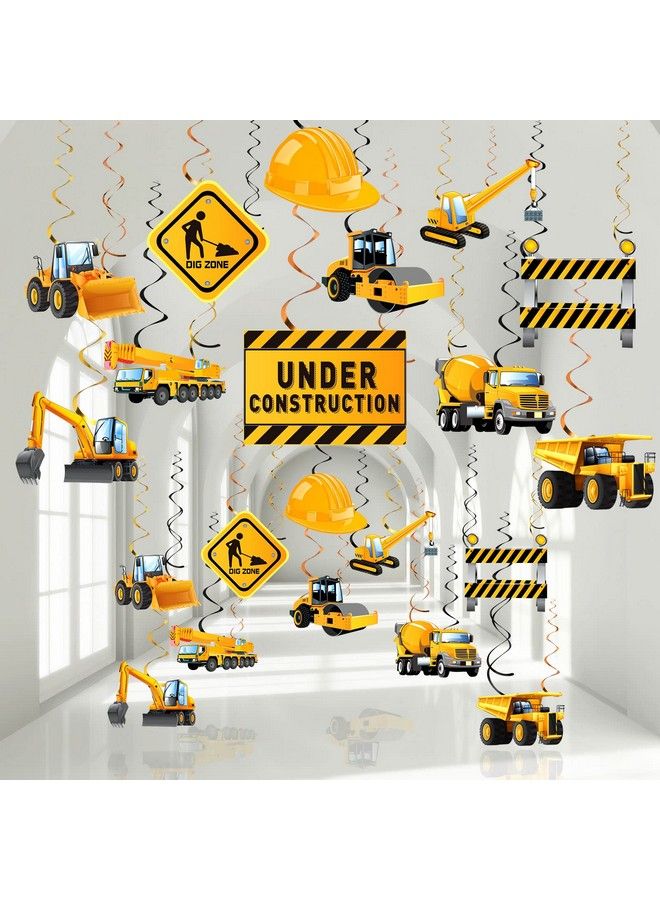 Blulu 30 Pieces Construction Birthday Party Supplies Construction Party Decoration Zone Party Hanging Swirl Traffic Zone Theme Streamers Kids Boy Construction Truck Party Foil Swirls Decorations (Cute) - Image 1