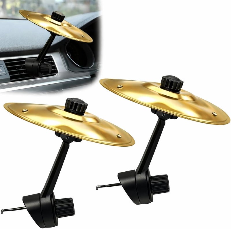 VITASHYNX 2 Pack Car Drum Cymbal Air Vent, Golden Car Symbol Drum For Drummers & Music Lovers,Suitable For All Types Of Vehicles - Image 1