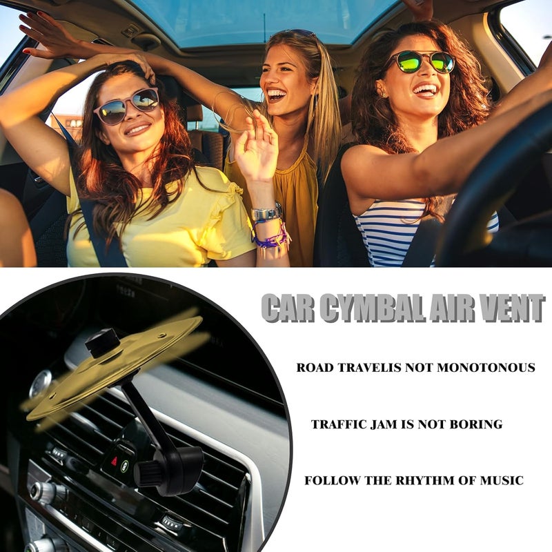 VITASHYNX 2 Pack Car Drum Cymbal Air Vent, Golden Car Symbol Drum For Drummers & Music Lovers,Suitable For All Types Of Vehicles - Image 4