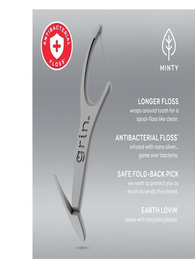 GRIN Silver Flosspyx 75 Count, Dental Flossers, Minty Flavor, Recycled Plastic, for Tight Teeth, Premium Longer Floss Head, Cleans Between Teeth, Includes Safe Soft Fold-Back Tooth Pick - Image 3