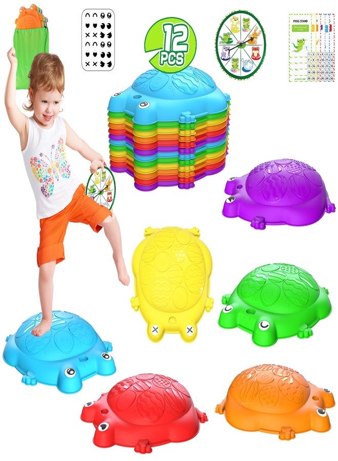 KIZJORYA Stepping Stones for Kids, 12 Pcs Frog Non-Slip Balance Steps Stones Sensory Toys for Toddler Ages 3-5, Obstacle Course Coordination Game, Indoor Outdoor Yard Games for Boys Girls - Image 1