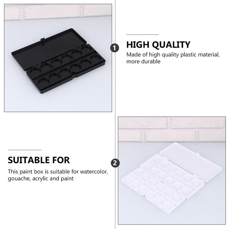 3 Grid Paint Mixing Plates Palette For Watercolor Gouache Nail Art White Black Pink - Image 5