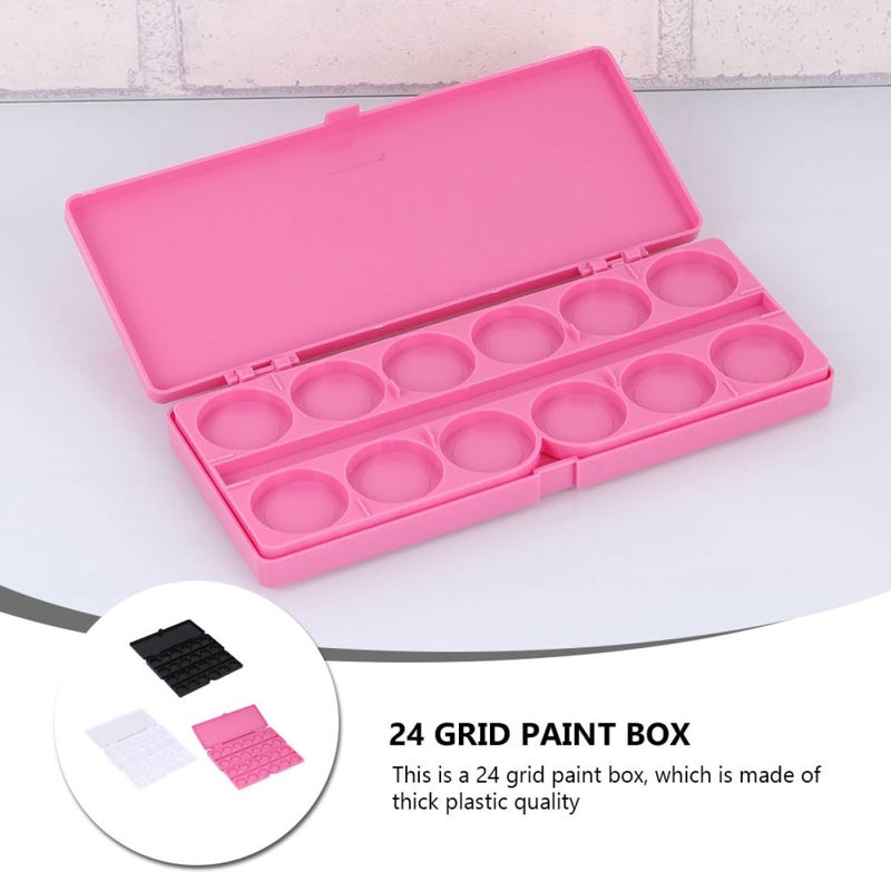 3 Grid Paint Mixing Plates Palette For Watercolor Gouache Nail Art White Black Pink - Image 4