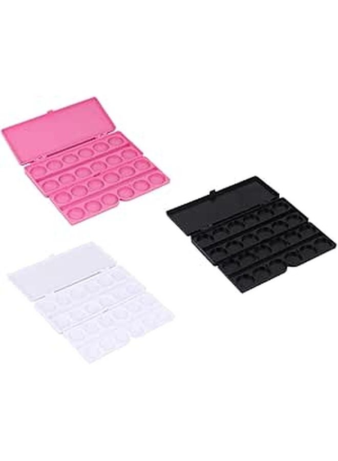 3 Grid Paint Mixing Plates Palette For Watercolor Gouache Nail Art White Black Pink - Image 1