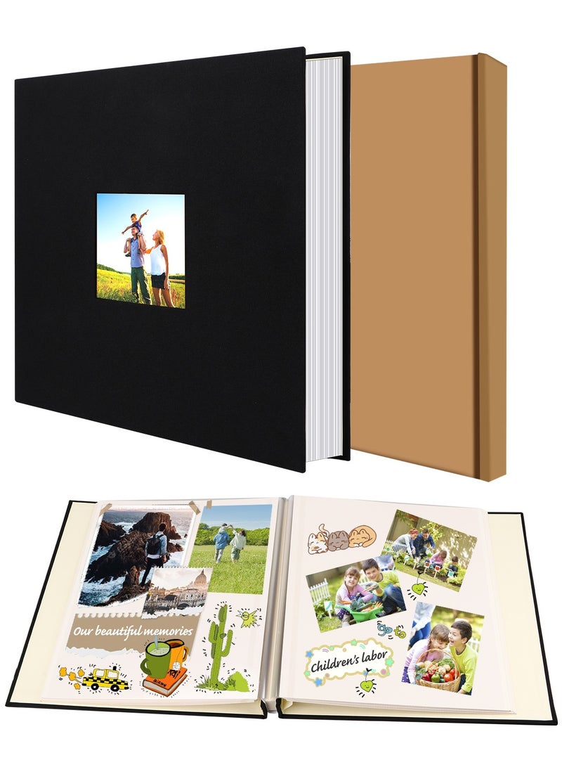 HomarKet Self-Adhesive Photo Album, 40 Pages Self-Stick Page DIY Anniversary Travel Memory Book, Blue Linen Magnetic Scrapbook Family Album for Birthday,Wedding and Graduation Vacation Gifts Black - Image 1