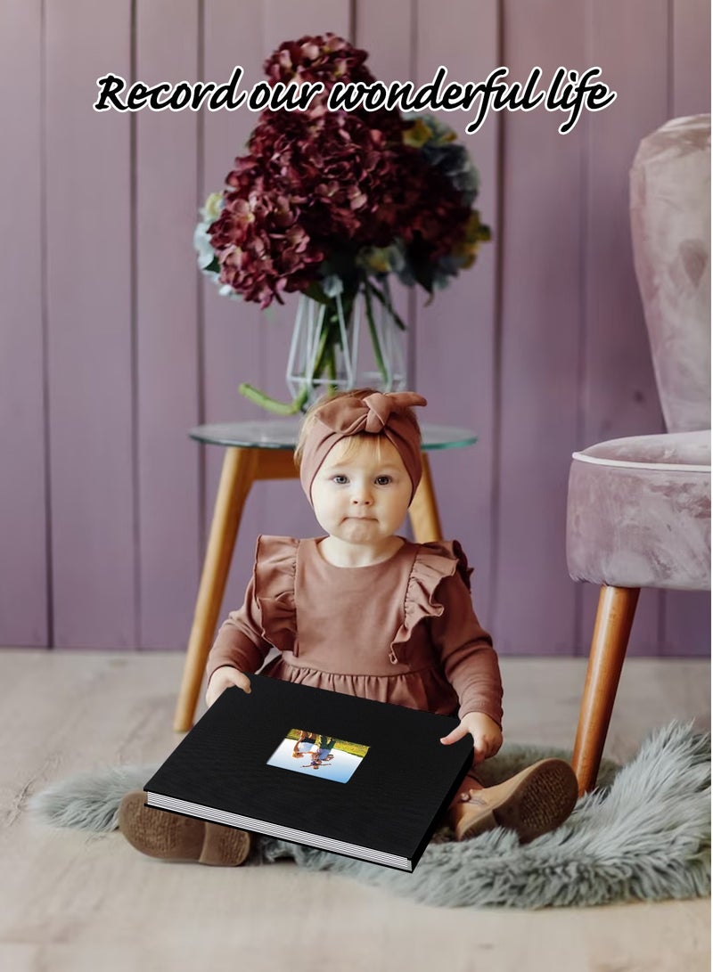 HomarKet Self-Adhesive Photo Album, 40 Pages Self-Stick Page DIY Anniversary Travel Memory Book, Blue Linen Magnetic Scrapbook Family Album for Birthday,Wedding and Graduation Vacation Gifts Black - Image 2