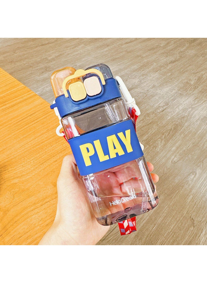 Square plastic cup dual drink sports plastic cup portable outdoor student water bottle