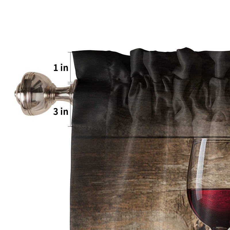 Homechoid Wine Kitchen Curtains and Floral Valance Set  Farmhouse Grapes Fruit Rustic Wood Small Short Half Tier Curtains 24 Inch Length Wine Kitchen Decor for Cafe Bathroom Nursery Bedroom - Image 5
